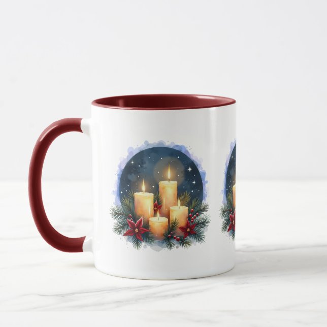 Taza Los navidades lucen velas con Poinsettias (Izquierda)
