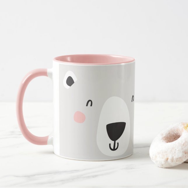 Taza Los niños personalizados del oso polar chiquito (Con donut)