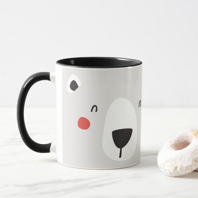 Taza Los niños personalizados del oso polar chiquito (Con donut)