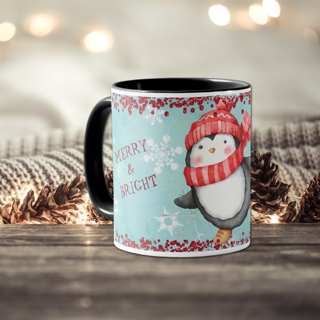 Taza Los niños pingüinos, Navidades merry y brillantes (Subido por el creador)
