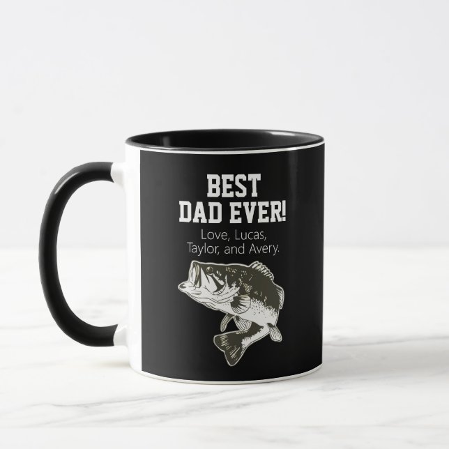 Taza Los nombres de pesca de pan del mejor día del padr (Izquierda)