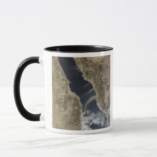 Taza Los penachos del polvo descargan la costa de la
