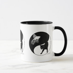 Taza Los pescados y gato de YinYang - asalte con 3