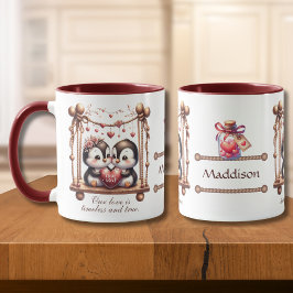 Taza Los pingüinos del amor verdadero día de San Valent