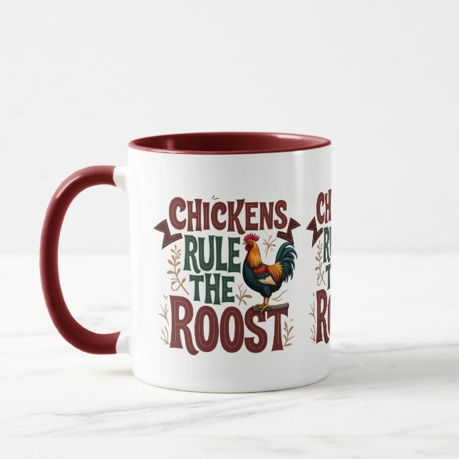 Taza Los pollos gobiernan el Ilustracion agrícola más r (Izquierda)
