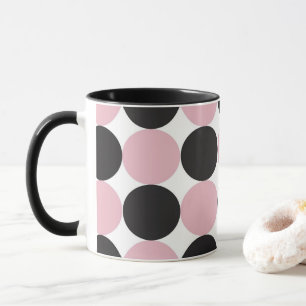 Taza Los puntos de polka rosados y negros