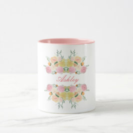 Taza Los rosas florales elegantes del peony