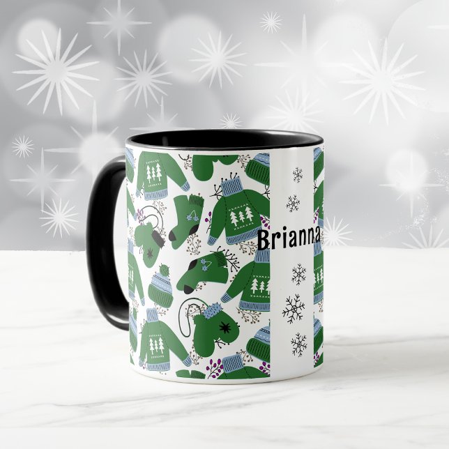 Taza Los sudaderos nórdicos de invierno y Mittens Green (Subido por el creador)