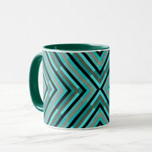 Taza Los tonos diagonales modernos de patrón verde
