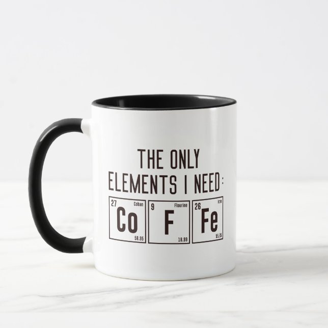 Taza Los únicos elementos que necesito (Izquierda)