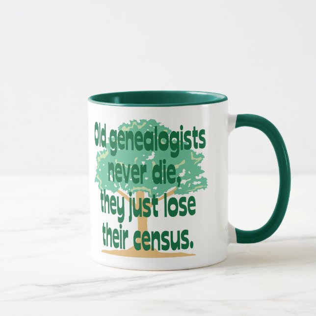 Taza Los viejos Genealogists nunca mueren (Derecha)