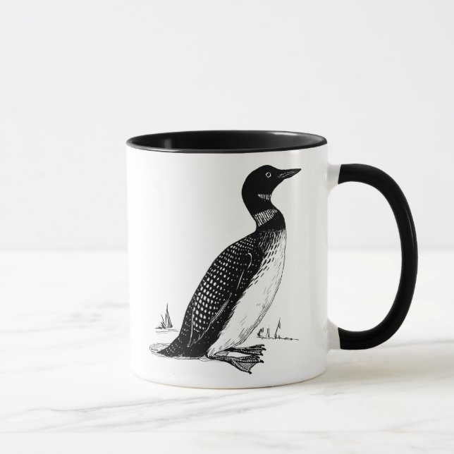 Taza Lote de dibujo de línea blanca y negra (Derecha)