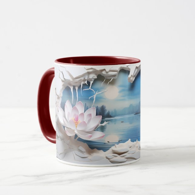 Taza Lotus Blossom & Serene Lake Ceramic Coffee Mug ☕ (Anverso izquierdo)