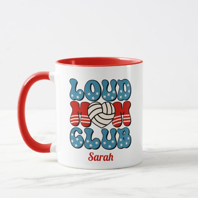 Taza Loud Fan Mom Club Volleyball Heart Mug (Izquierda)
