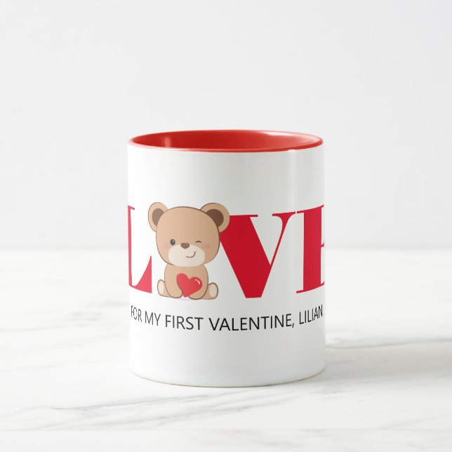 Taza "LOVE" El día de San Valentín de oso lindo (Centro)
