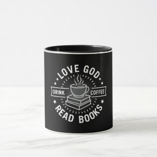 Taza Love God Drink Coffee Read Books Amantes Vintage