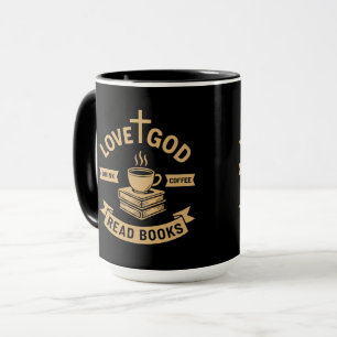 Taza Love God Drink Coffee Read Books Christian Vintage