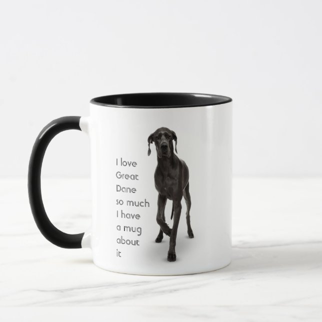 Taza Love Great Dane Dogs Tanta Diversión Cita Mug (Izquierda)