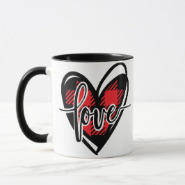 Taza LOVE HEART Buffalo plaid