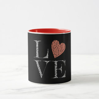 Taza Love Heart Design – Red Gradient Heart on Black 