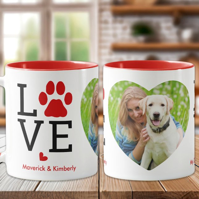 Taza LOVE Heart Photo Personalizado Mascota Dog Lover V (Subido por el creador)