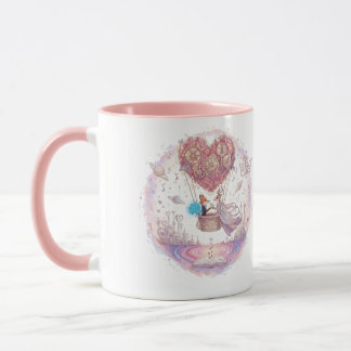 Taza "Love in the Air" Fox Heart Hot Air Balloon Mug