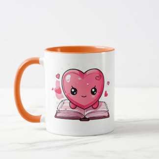 Taza Love & Literature Mug – Cute Heart Reading Mug