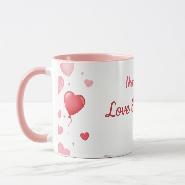 Taza Love lives here - Pink and Red hearts  (Izquierda)