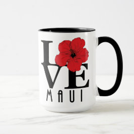 Taza LOVE Maui Red Hibiscus 15oz