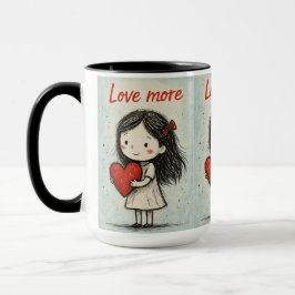 Taza Love More Cute Heart Illustration Mug | Sweet gift