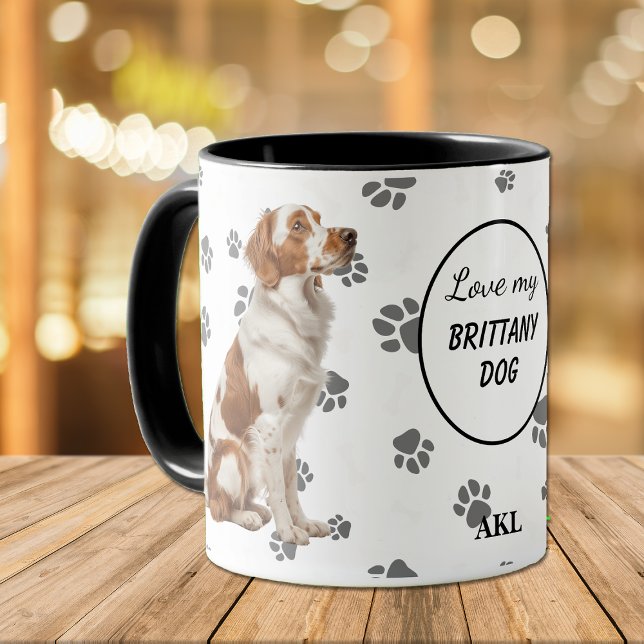 Taza Love My Brittany Dog Pawprint (Subido por el creador)