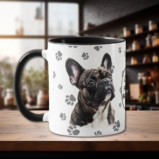 Taza Love My French Bulldog Pawprint Pattern (Subido por el creador)