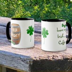 Taza Love my Irish Coffee Whiskey Barrel Shamrock