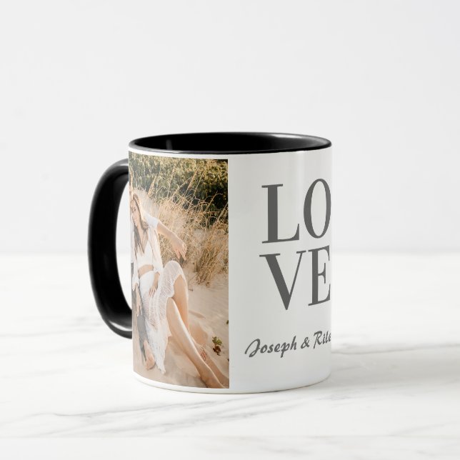 Taza "LOVE" personalizado Diseño y nombre de la foto co (Anverso izquierdo)