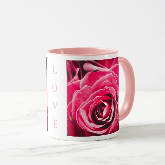 Taza Love Pink Roses 11oz Two-Tone Mug Pink (Anverso derecho)