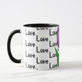 Taza Love Purple Tulip Floral Mug