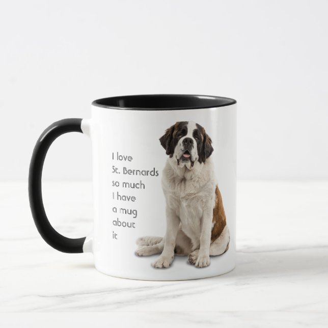 Taza Love St. Bernard Perro Cita Tan Divertida (Izquierda)