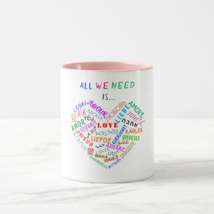 Taza Love Text Coffee Mugs
