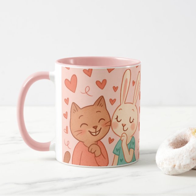 Taza Love Valentine's Day Pink Cute (Con donut)