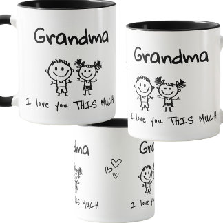Taza Love You Grandma Kids Art Personalized Gift