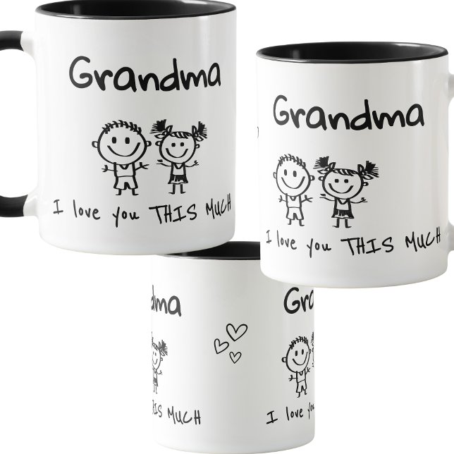 Taza Love You Grandma Kids Art Personalized Gift (Subido por el creador)