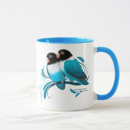 Taza Lovebirds enmascarados azul