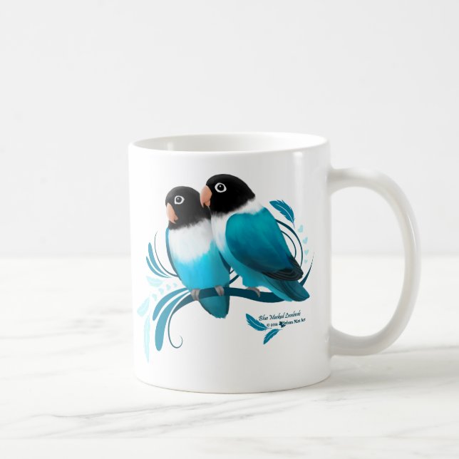 Taza Lovebirds enmascarados azul (Derecha)