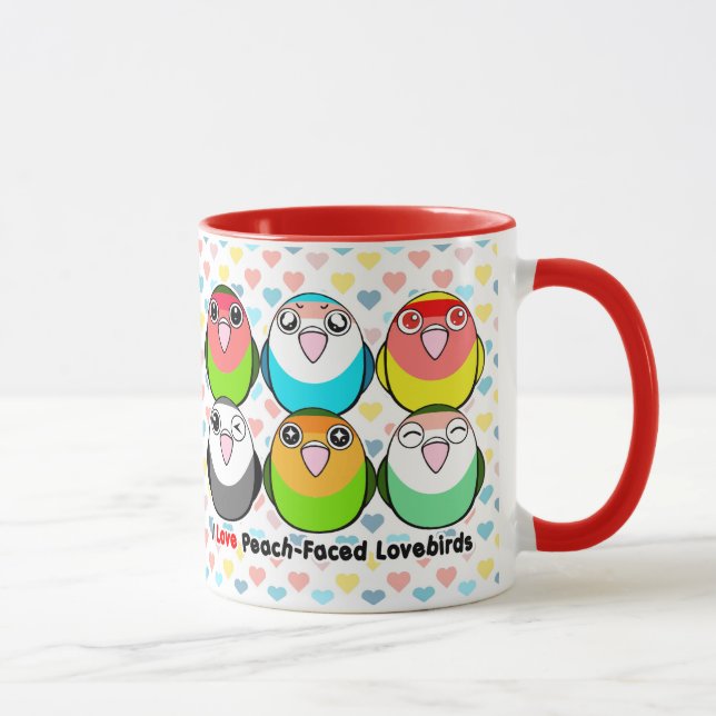 Taza lovebirds Melocotón-hechos frente (Derecha)