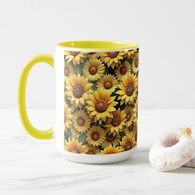 Taza Lovely 3D Sunflowers (Con donut)