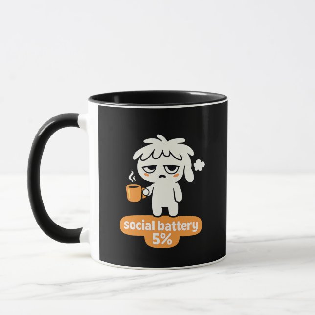 Taza Low Social Energy – Cute Coffee Humo (Izquierda)