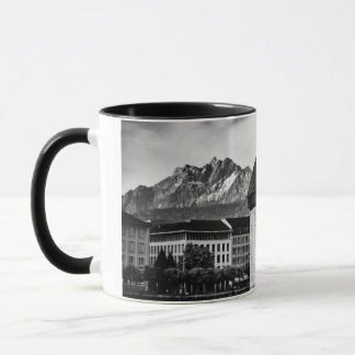 Taza Lucerne city chapel bridge black/photo white mug