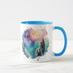 Taza Luces boreales Volante místico acuarela multicolor