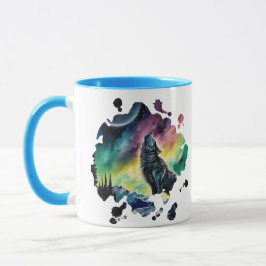 Taza Luces boreales Volante místico acuarela multicolor