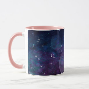 Taza Luces Corazones y Estrellas Chispas Violetas Índig